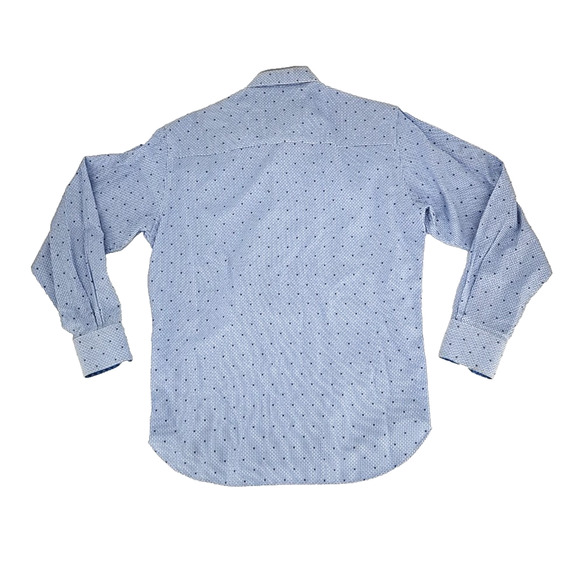 Luchiano Visconti Black Men Blue Geometric Long Sleeve Button Front Shirt Med - Picture 2 of 10